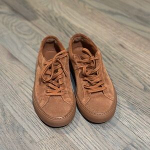 Woman by Common Projects Camel Suede Sneakers